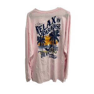 Relax In Paradise Pink Long Sleeve T Shirt XL Delta Pro Weight Sz XL